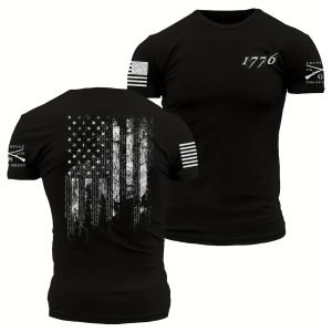 Men'S Flag Pattern Print T-Shirt, Round Neck Summer Outdoor Sports Short Sleeve