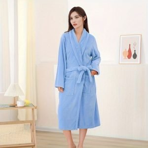 Ultra-Soft Coral Velvet Bathrobe - Quick Dry, Non-Shedding & Breathable | Perfect for Men & Women | Modern Design