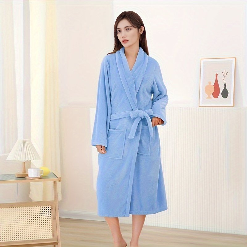 Ultra-Soft Coral Velvet Bathrobe luxury loungewear
