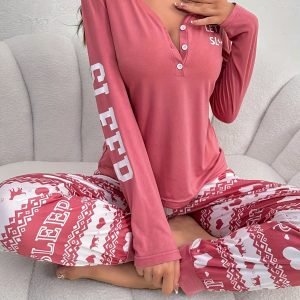 Fashionable Women's Long Sleeve Pajama Set - Autumn & Winter