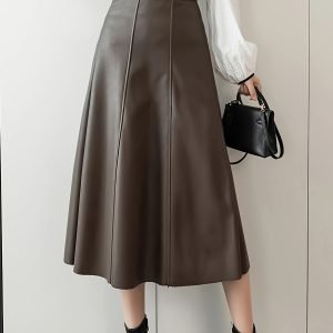 High-Waisted Midi A-Line Skirt - Autumn/Winter Fashion