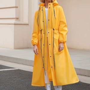 Adult Long Raincoat with High Quality, Breathable, Lightweight, And Stylish Design, Featuring A Hooded Style, Ideal for Outdoor Activities In Rainy Weather, Unisex