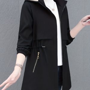 Women's Mid-Length Fleece-Lined Hooded Jacket