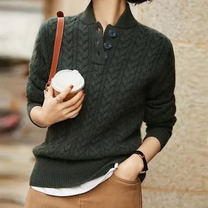 Women's Baseball Collar Knit Sweater