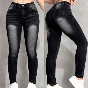 Women'S High Rise Skinny Jeans, Black Stretch Denim Ankle Pants, Butt Lifting, Body-Hugging Fit - All-Season Wear