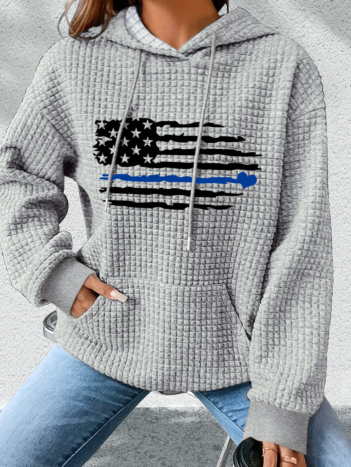 American Flag Waffle Hoodie
