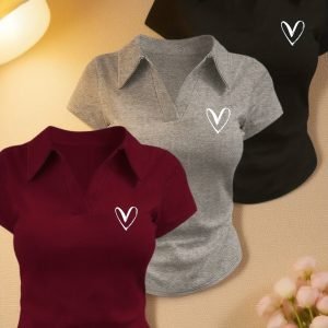 Women's Waist-Cinching Pleated Polo Top