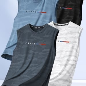4-Pc Men'S Athletic Tank Tops, Summer Breathable Fabric Stretch Tank Top for Men, Fashion Print Sleeveless Sports Casual Vest, Suitable for Sports Outdoor Training Fitness Wear, As Gift