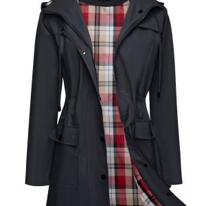Women's High Quality Rain Jacket Lightweight Raincoat Hooded Windbreaker Trench Coat