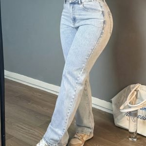 Women'S High-Waisted Light-Wash Straight-Leg Jeans Loose-Fit Casual Trousers With Pockets Stretchy Comfortable And Perfect For Everyday Street Style