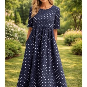 Floral Print Round-Neck Midi Dress