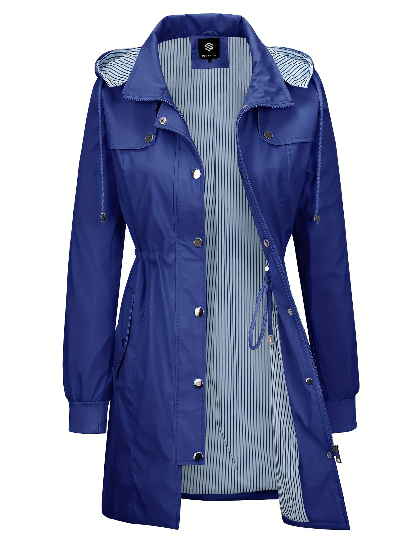 Lightweight Hooded Raincoat Front View