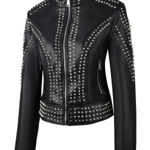 Women's Retro Studded Motorcycle Jacket