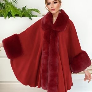 Plus Size Faux Rabbit Shawl Cloak - Winter Luxury