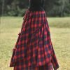 Vintage Plaid Tiered Maxi Skirt - Elegant Asymmetrical Style