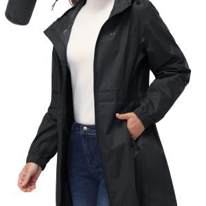 33, 000Ft Women'S Packable Rain Jacket with Hood - Long Rain Coats And Windbreaker