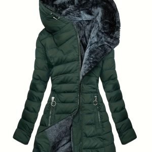 Winter Warm Quilted Coat Women's Hooded Parka - Mid-Length Padded