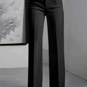 Straight High-Waist Casual Trousers