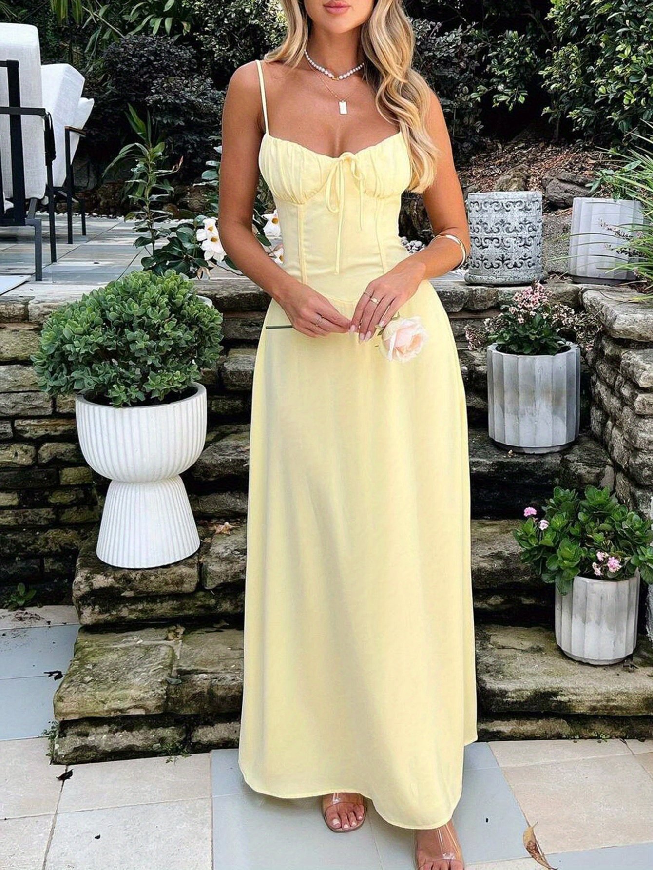ZAFUL Spaghetti Strap Maxi Dress Front View