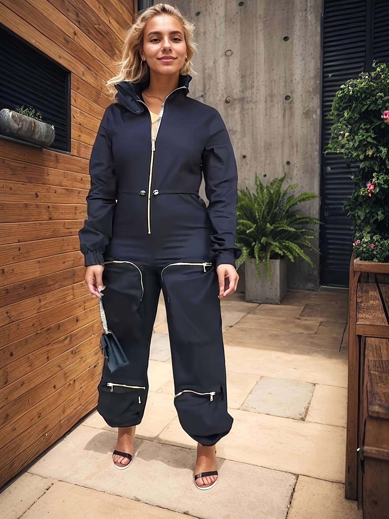 Fashionable Nightclub Cargo Jumpsuit View