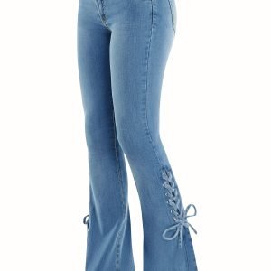 Women's Plus Size High-Waist Wide-Leg Flare Jeans - Stretchy Denim Style
