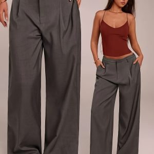Women's Business Casual Pants - Women's Wide-Leg Suit Pants - Office Loose Pants for Women - Professional Women's Clothing - Office Uniform Solid Color Women's Pants - Loose Pants - Women's Casual Pants