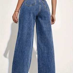 Women's Plus Size High-Waisted Straight-Leg Jeans - Classic Comfort Blue