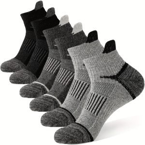 6-Pair Merino Wool Hiking & Running Socks - Cushioned & Moisture-Wicking
