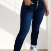 Vintage Style Plus Size Skinny Ankle Jeans - Retro High-Waist Denim