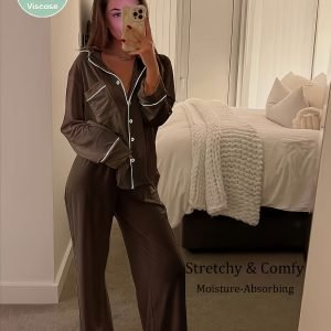 Women's Solid Color Modal Pajama Set - Luxury 2pc Sleepwear