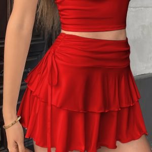 ZAFUL Ruffled Pleated Mini Skirt - High-Waisted Sporty Chic