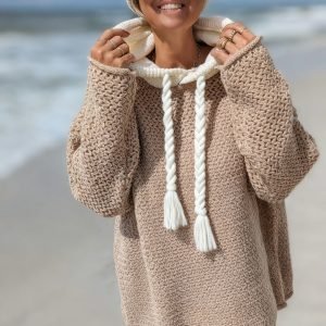 Plus Size Color-block Hooded Pullover