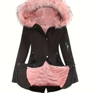 Women's Sporty Full-Zip Winter Parka - Warm Padded Jacket