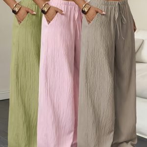 Elegant Women's • Casual • Solid Color • Wide Leg Pants