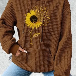 [Casual Graphic Print] Casual Hooded Sweatshirt with Graphic Print | Featuring a Drawstring, Perfect for Winter And Fall, Designed for Women