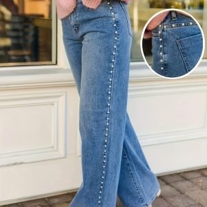 Women's Plus Size High-Waisted Straight-Leg Jeans - Solid Dark Blue
