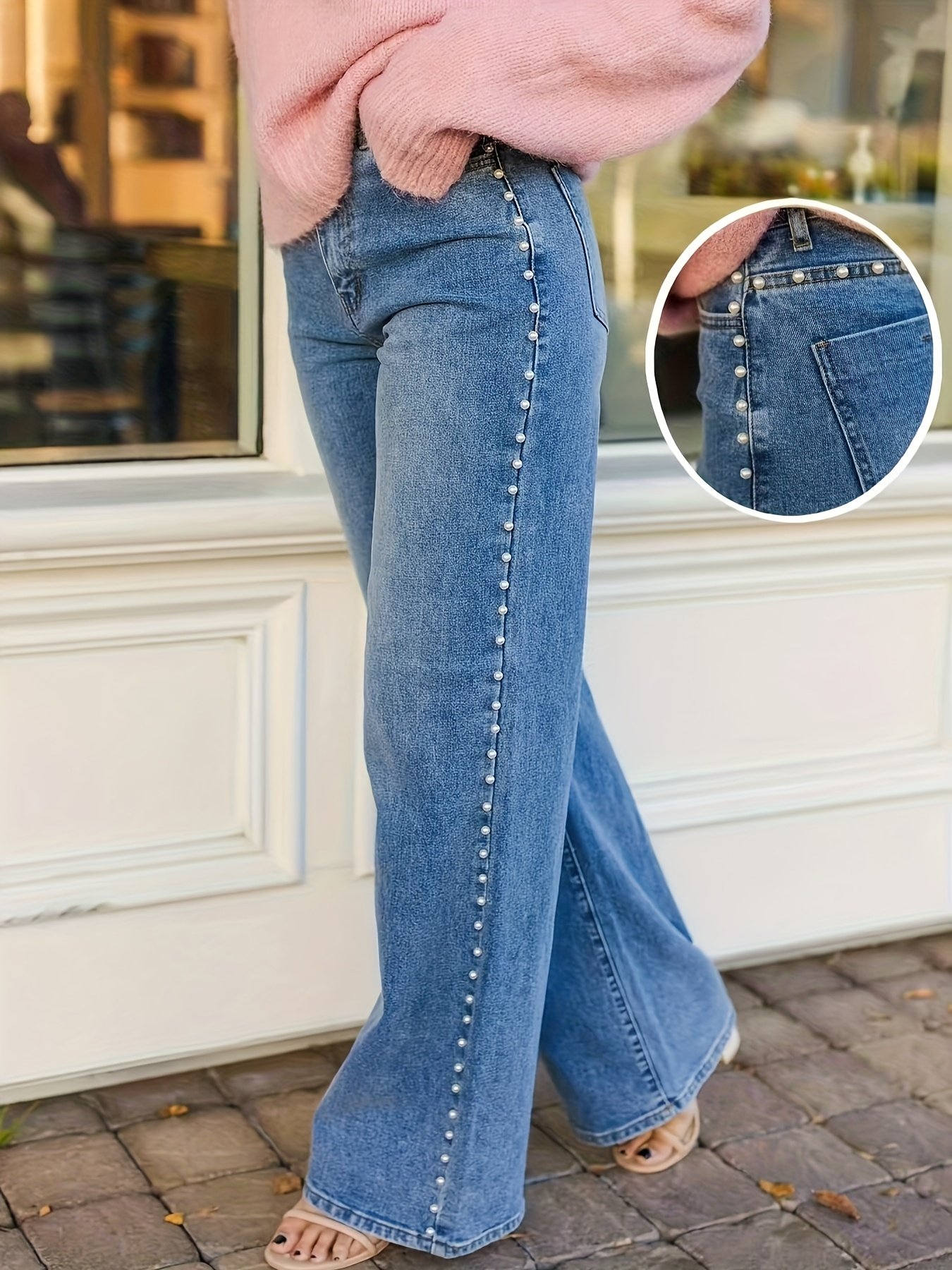 Plus Size Women's High-Waisted Straight-Leg Jeans Dark Blue