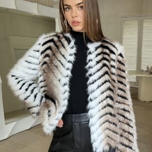 Striped Fine Striped Faux Fine Plush Coat for Autumn/Winter, Evening Dates, Holidays, Daily Wear, Birthday Parties, Formal Dinners, and Travel