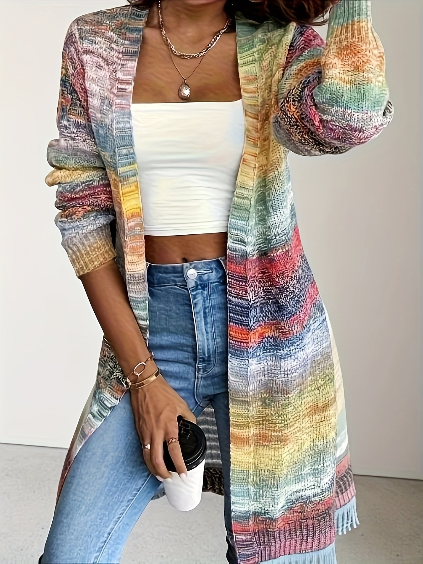 Women's Gradient Color Block Cardigan