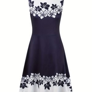 Retro Floral Sleeveless A-Line Midi Dress
