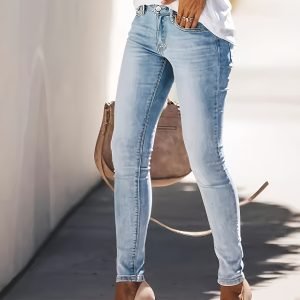 Plus Size Women's High-Waisted Straight-Leg Jeans - Classic Blue Wash