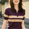 Women's Premium Color-Blocked Striped Polo Shirt