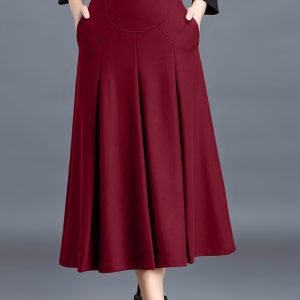 Casual Knit Midi Skirt - Soft & Comfortable High-Waisted Style