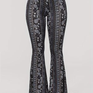 [Sexy Flared Pants] Sexy High-Waisted Paisley Print Casual Flared Pants | Women's Taboo Trousers Clothing