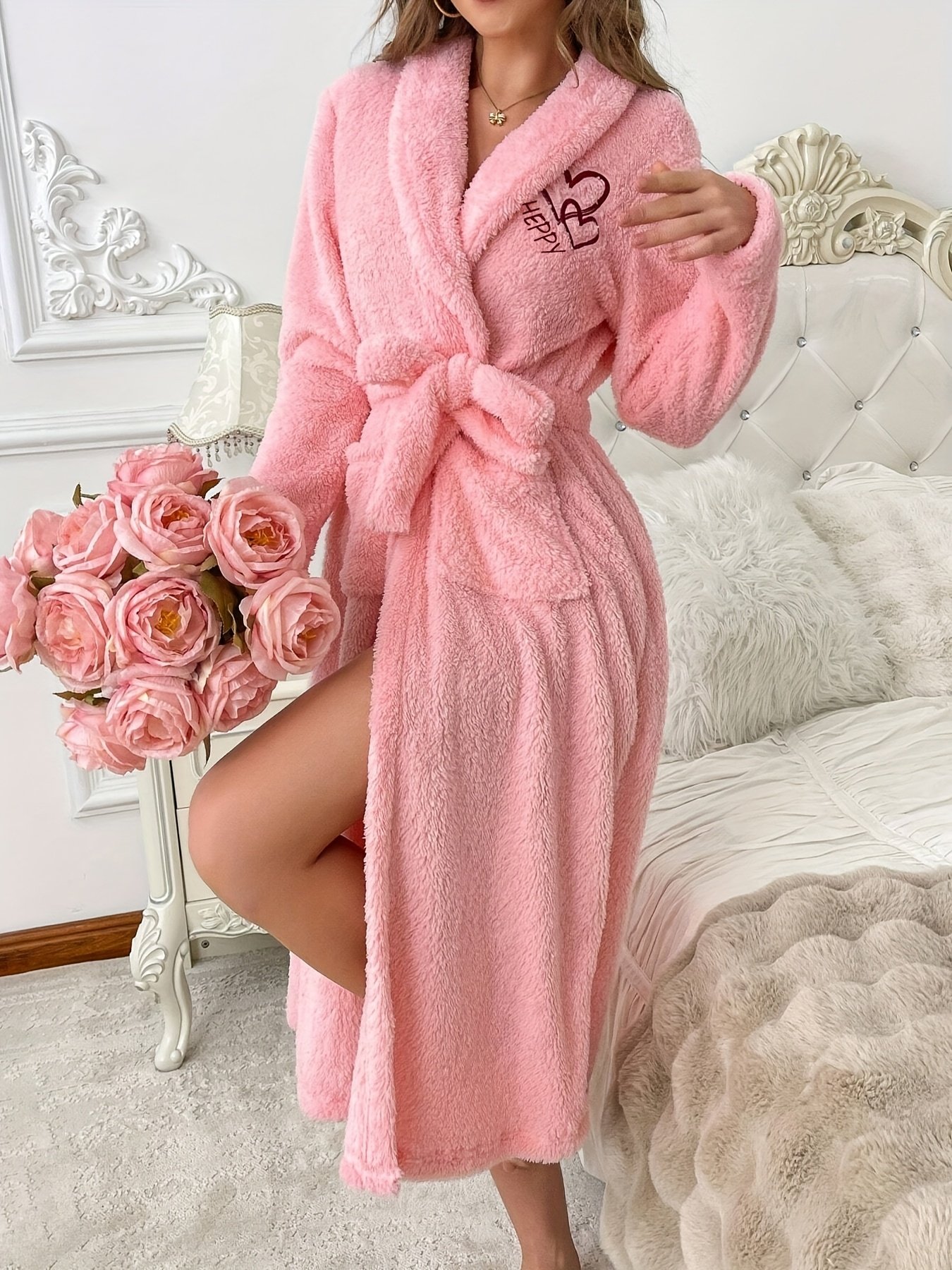 Women's Plush Night Robe cozy fleece bathrobe