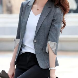 Slim-fit Seven-quarter Sleeve Single-button Suit Jacket 1 Yt