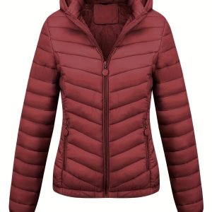 Lightweight Hooded Padded Coat with Pockets - Winter Fashion