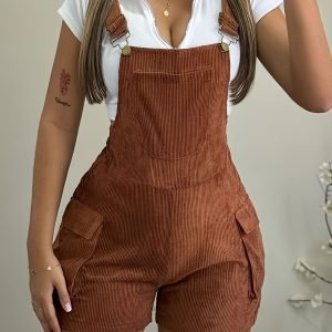 Autumn New Womens Suspender Shorts, Vintage Sweet Corduroy Suspender Shorts, Slim Fit Casual Workwear Short Jumpsuit(The Size Runs Small, You Can Choose A Larger One)