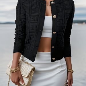Plus Size Elegant Round Neck Cardigan