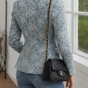 Stylish and Versatile Slim-fit Single-breasted Printed Blazer for Commuting